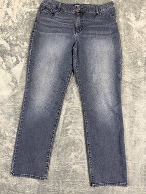 Bandolino Amy Womens Size 14 Mid-Rise Stretch Denim Jeans In Dark Wash